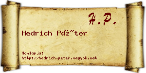 Hedrich Péter névjegykártya